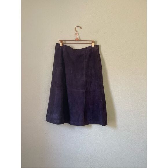 Eileen fisher 100% goat suede purple skirt size xs - Picture 1 of 8
